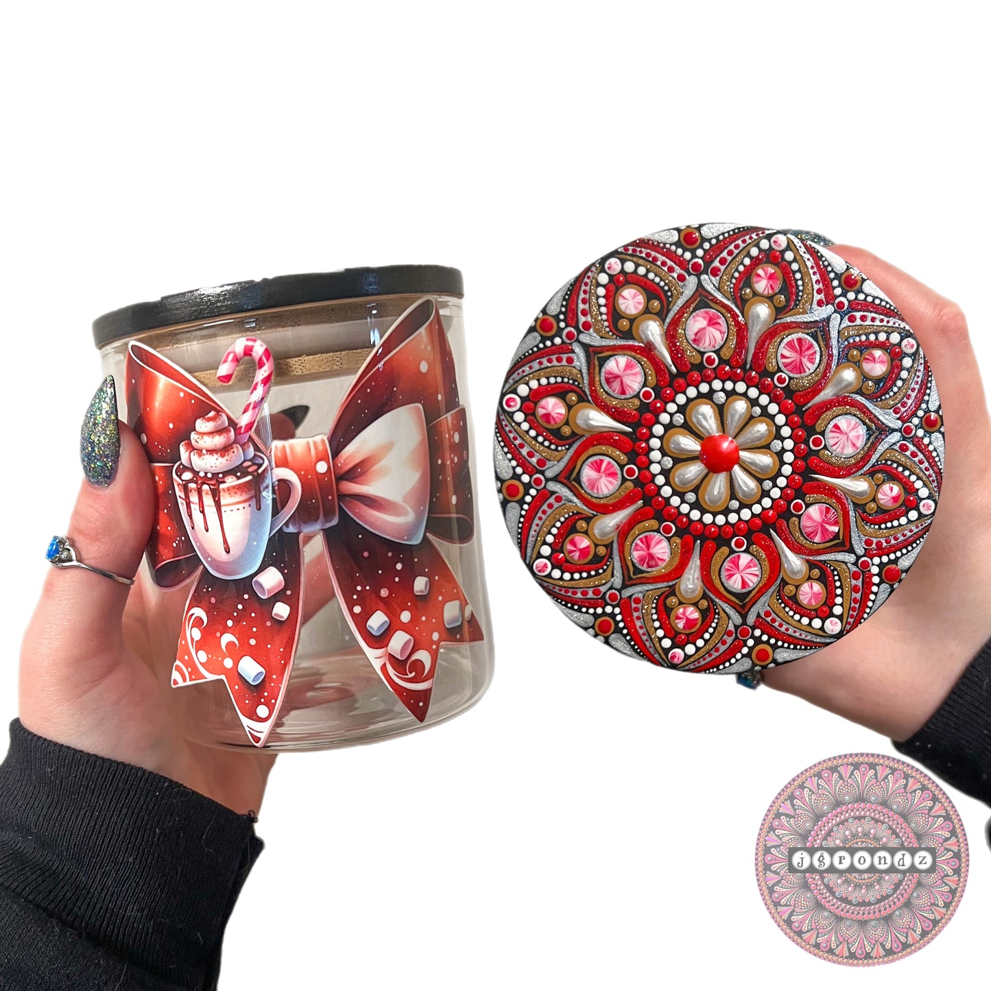 Peppermint Cocoa Mandala Stash Jar