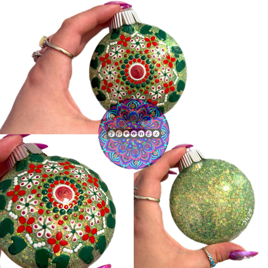 3” Christmas Mandala Glitter Ornament