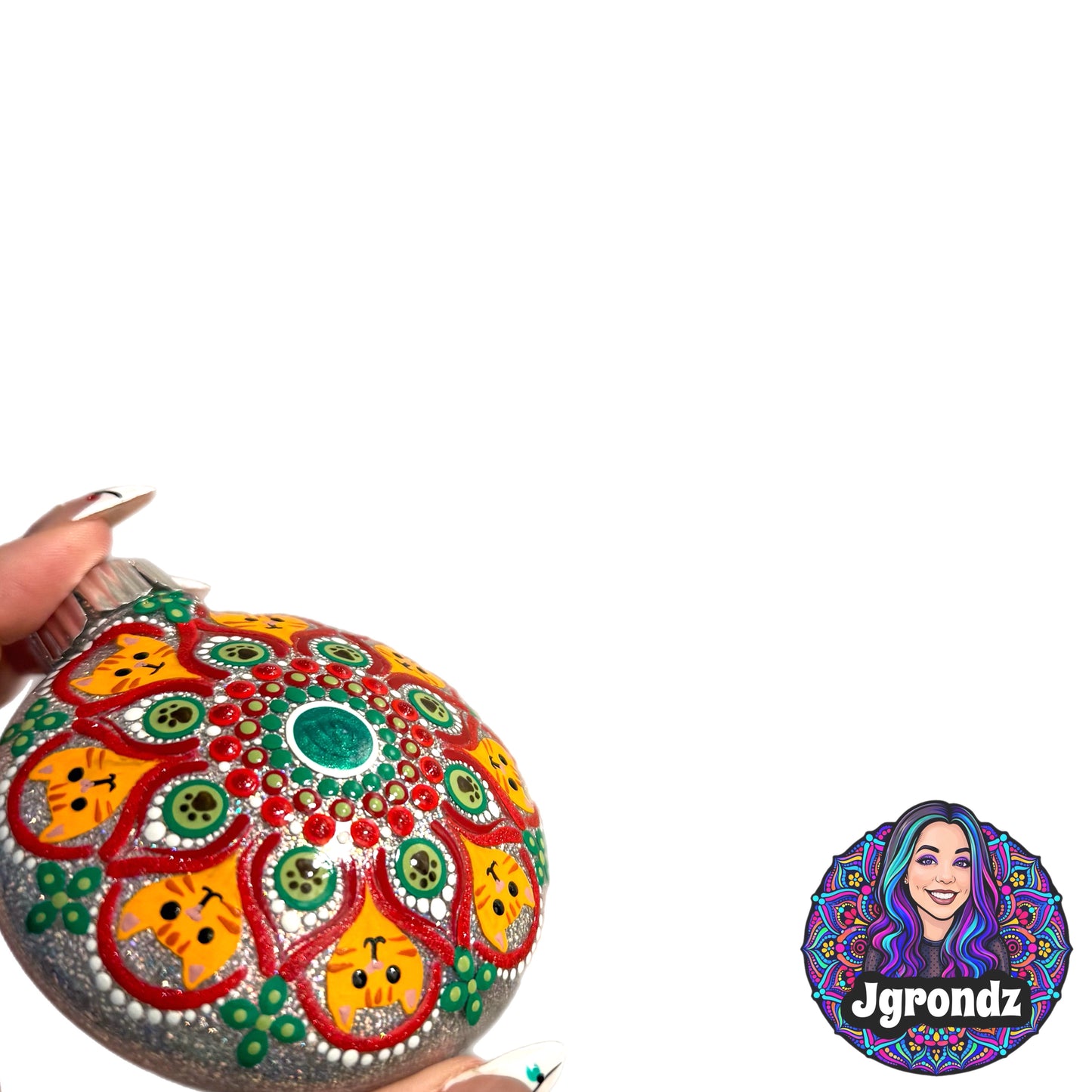3” Orange Tabby Mandala Ornament