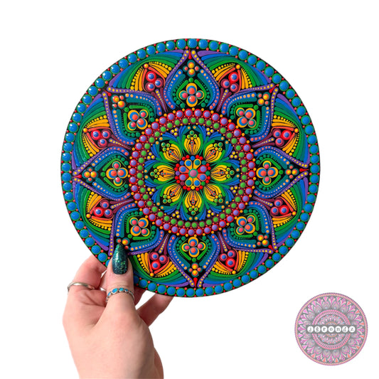 8” Rainbow Mandala Painting