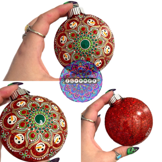3” Snowman Mandala Glitter Ornament