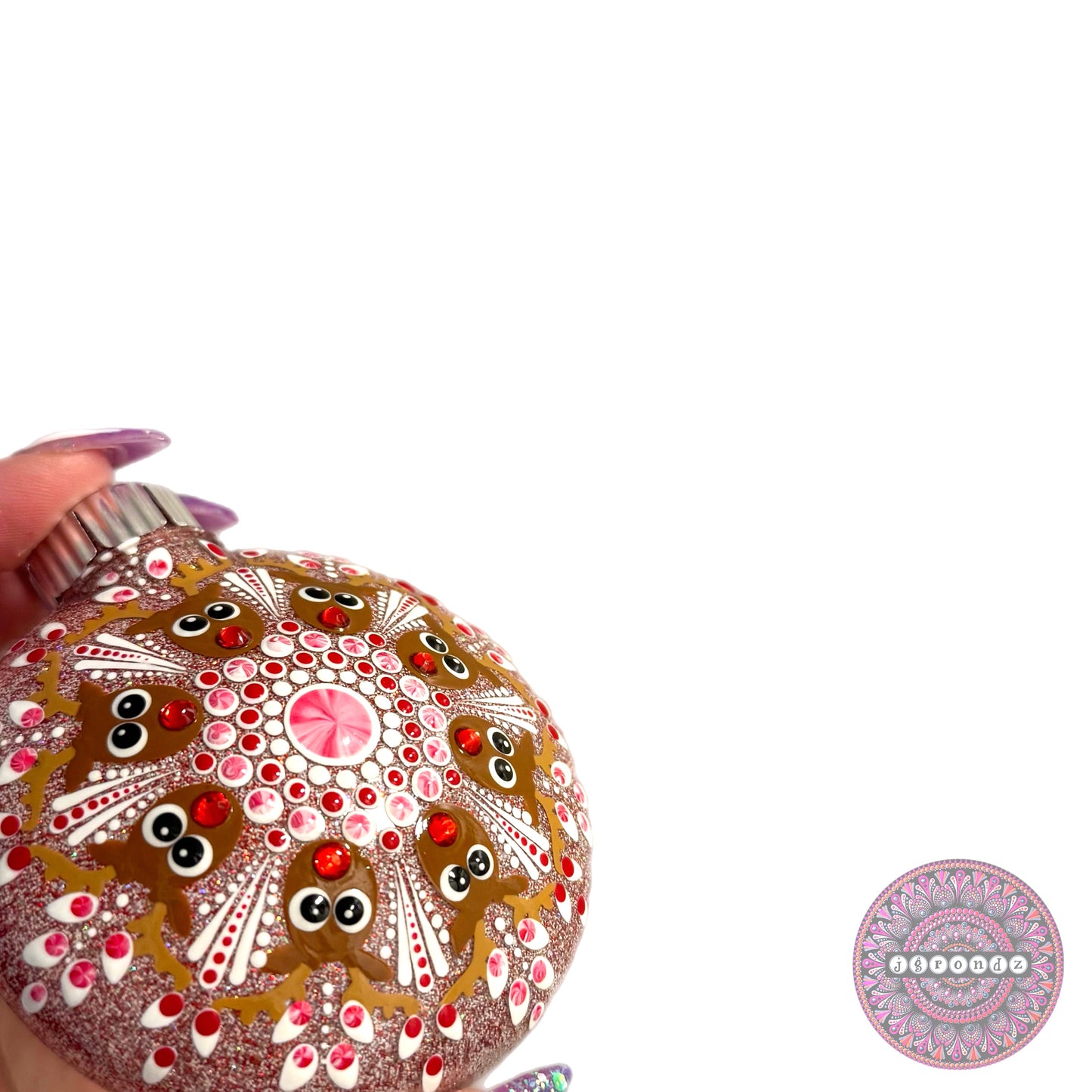 3” Rudolph Mandala Glitter Ornament