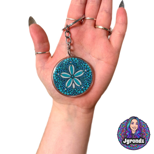 Double Sided Sand Dollar acrylic/epoxy printed keychain