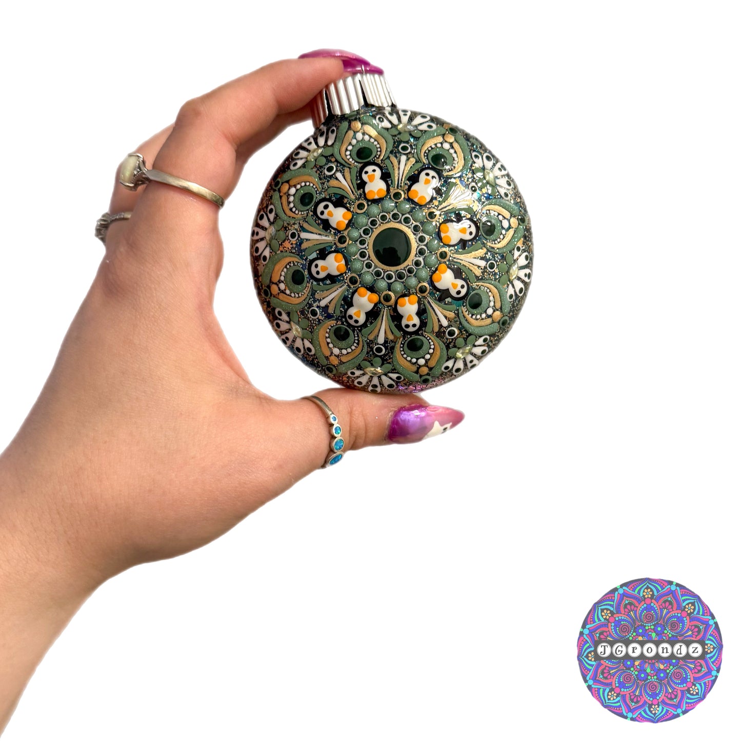 3” Penguin Mandala Glitter Ornament