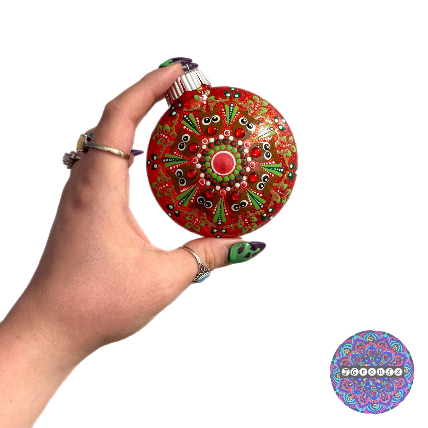 3” Rudolph Mandala Glitter Ornament