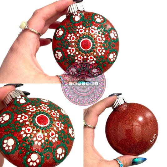3” Paw Print Mandala Glitter Ornament