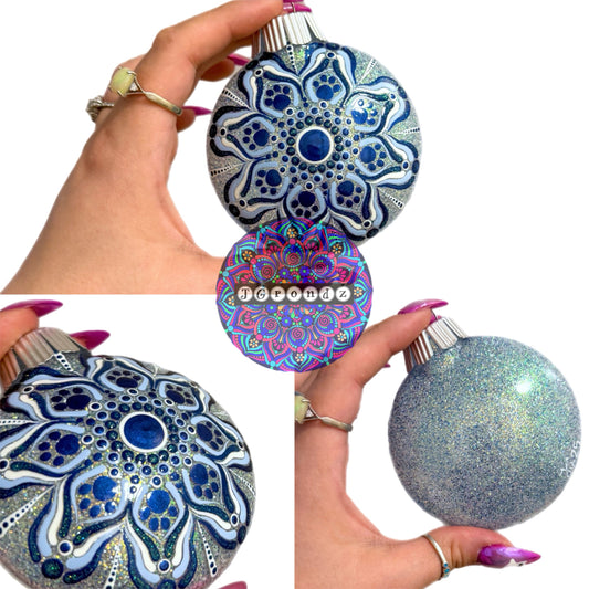 3” Paw Print Mandala Glitter Ornament