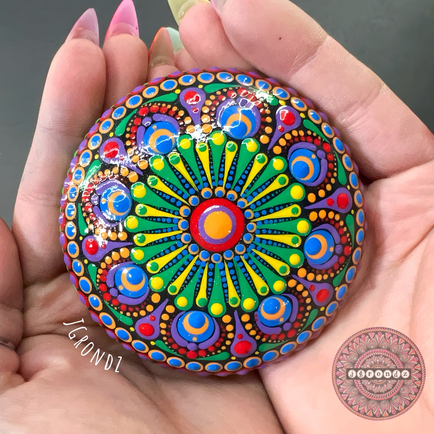 Small Painted Mandala Stone