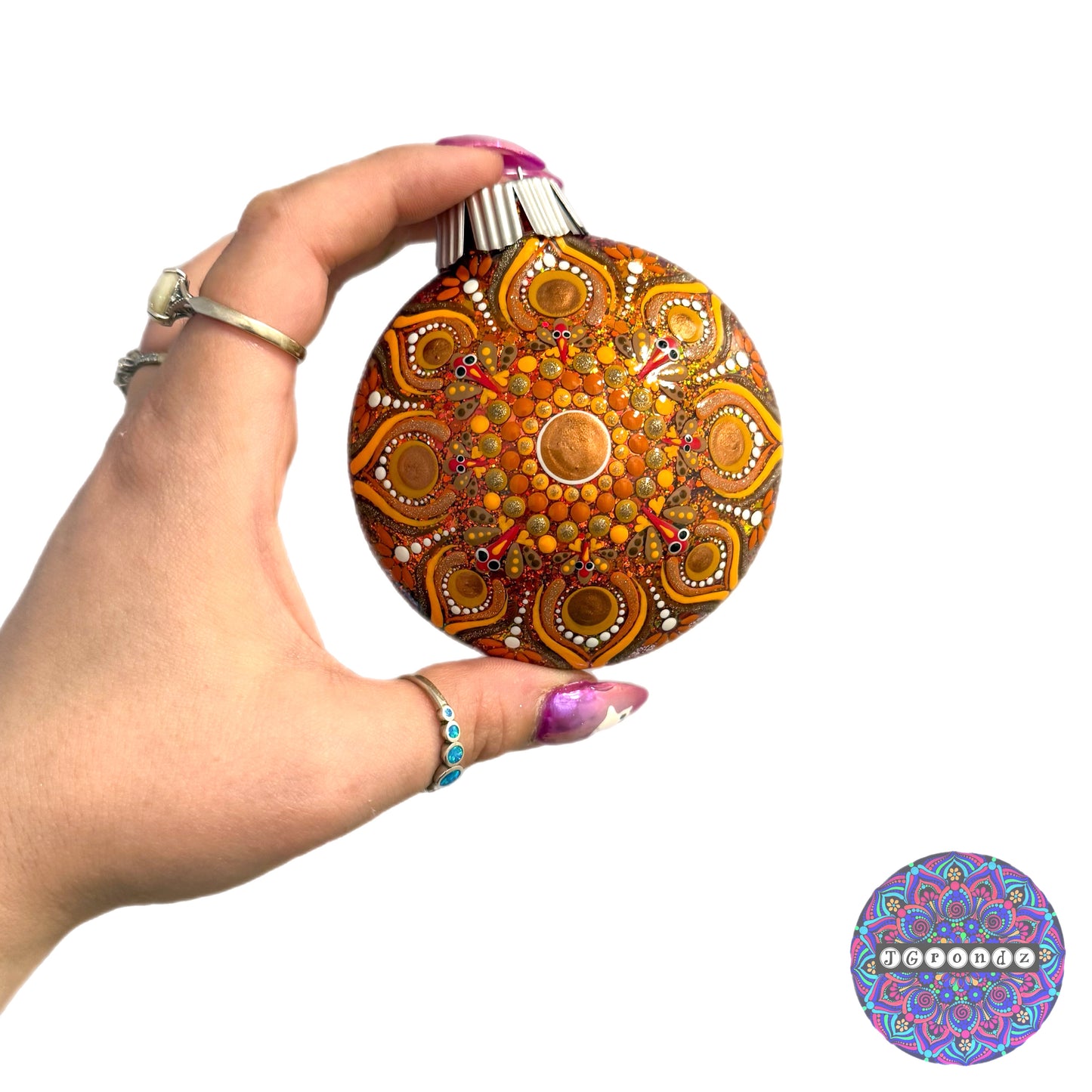 3” Turkey Mandala Glitter Ornament