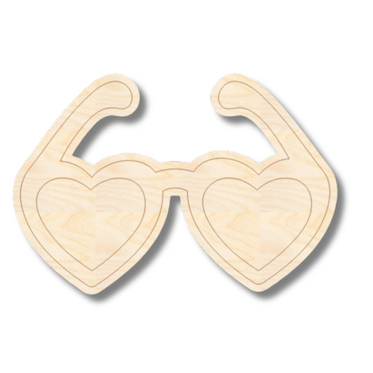 Unfinished Wood Etched Heart Glasses Shape | Paint By Line Crafts | up to 30" DIY