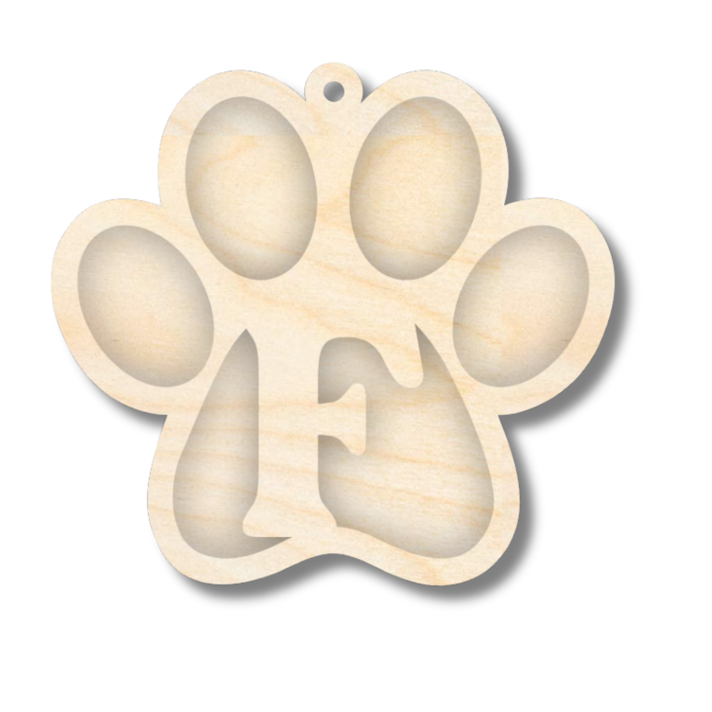 Unfinished Wood Layered Letter Paw Print Tags | A-Z | 2 Piece | 5" Wide | 1/8" Wood | Wood Craft DIY