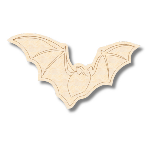 Unfinished Wood Etched Bat Shape | Paint By Line Crafts | up to 30" DIY