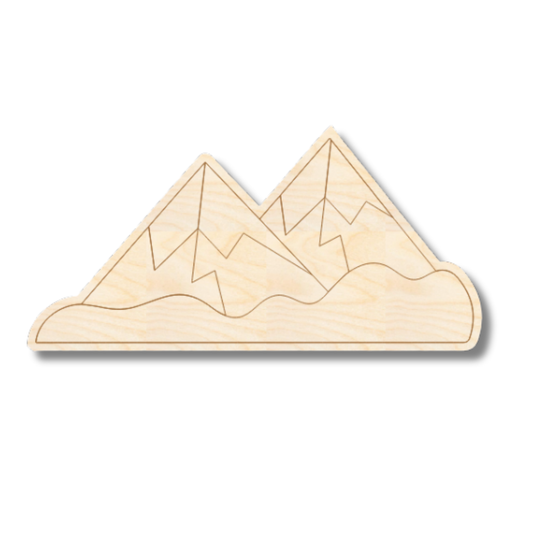 Unfinished Wood Etched Mountain Range Shape | Paint By Line Crafts | up to 30" DIY