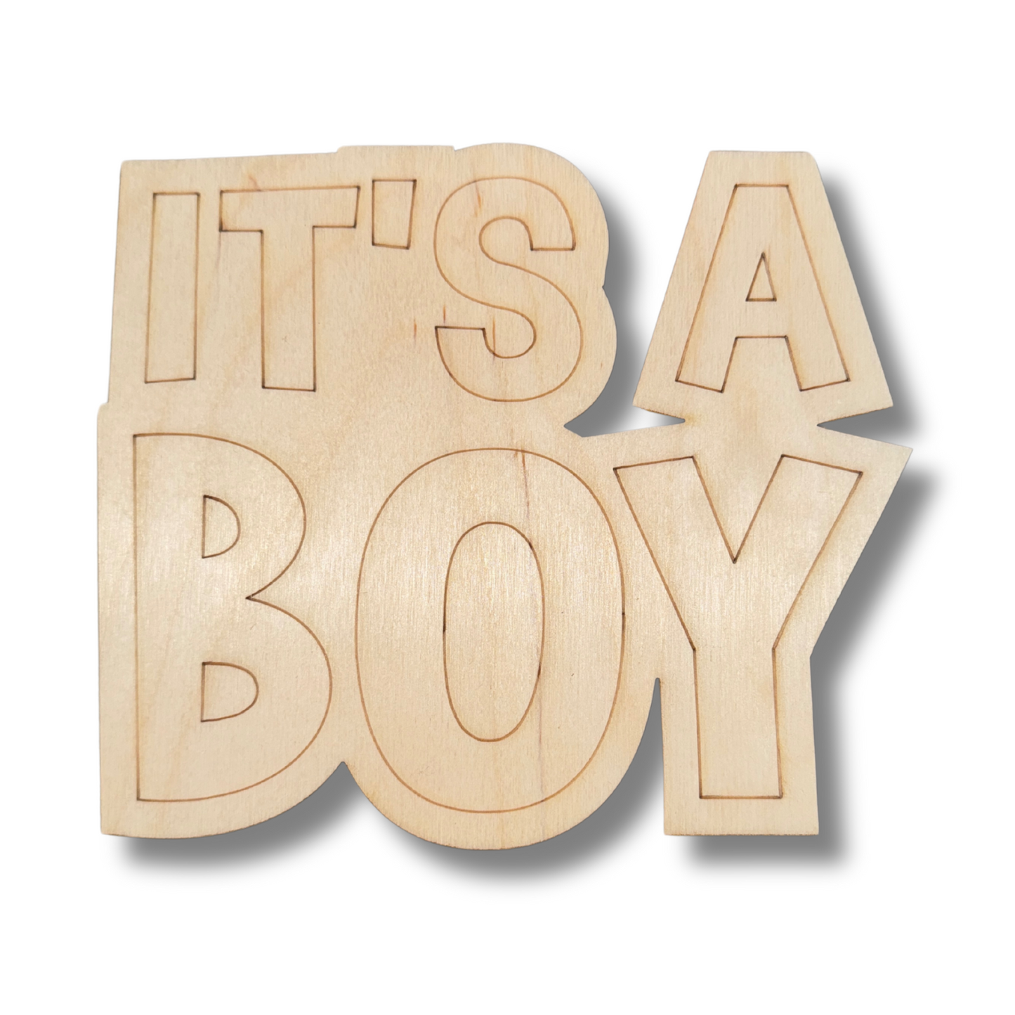 Unfinished Wood Etched It's A Boy Shape | Paint By Line Crafts | up to 30" DIY