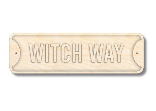 Unfinished Wood Witch Way Street Sign | 3 Piece | Layered Street Sign | up to 46" DIY