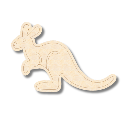 Unfinished Wood Etched Kangaroo Shape | Paint By Line Crafts | up to 30" DIY