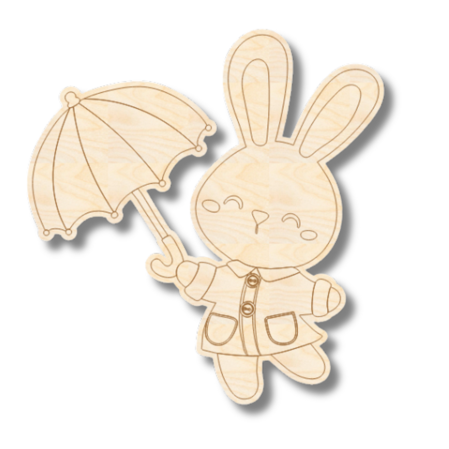 Unfinished Wood Etched Spring Bunny Shape | Paint By Line Crafts | up to 30" DIY