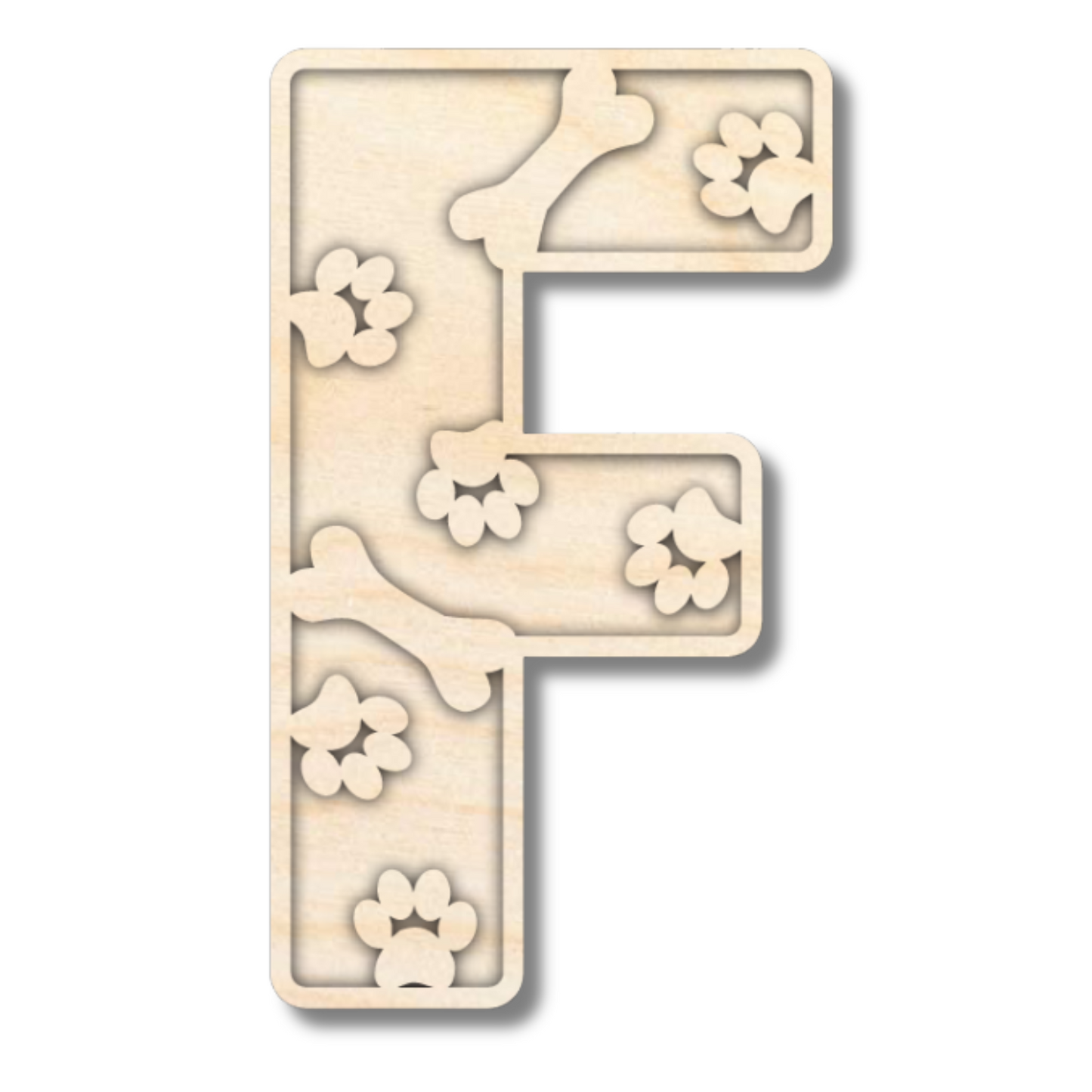 Unfinished Wood Layered Themed Letters | Paw Print | A-Z | 2 Piece | up to 24"