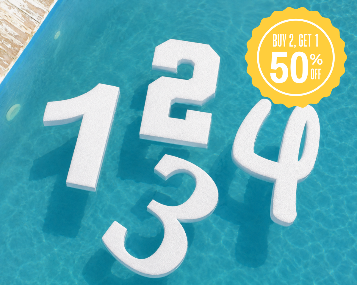 Custom Foam Numbers | Floating Pool Foam Cutouts |  10 Font Options Options | 2" Thick | up to 46"