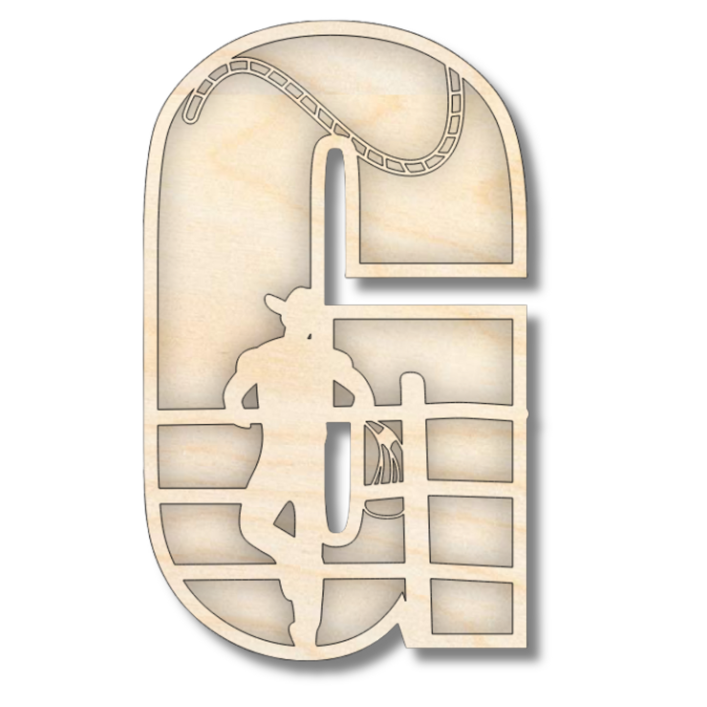 Unfinished Wood Layered Themed Letters | Rodeo | A-Z | 2 Piece | up to 24"