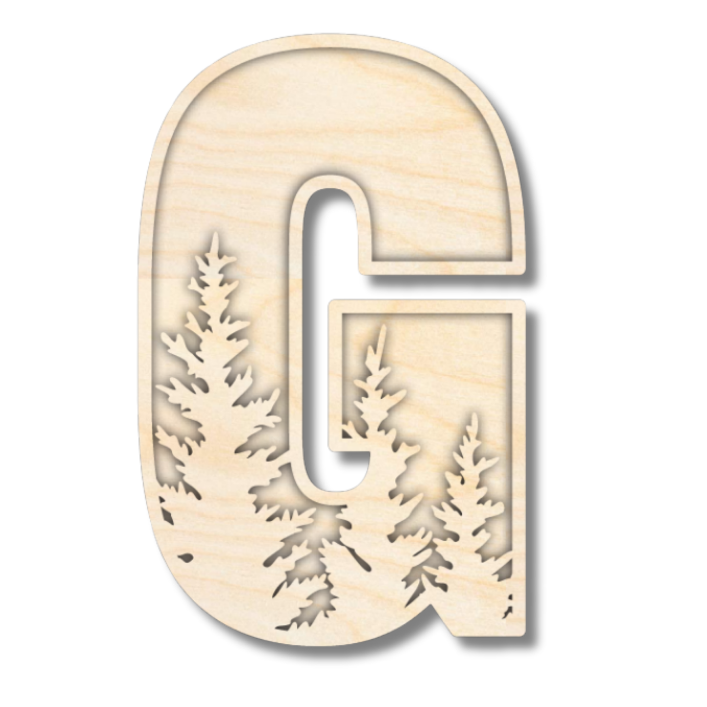 Unfinished Wood Layered Themed Letters | Pine Trees | A-Z | 2 Piece | up to 24"