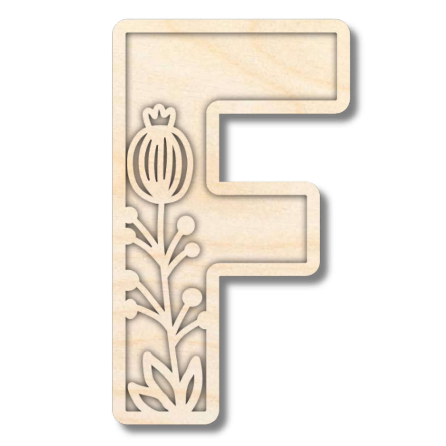 Unfinished Wood Layered Themed Letters | Wild Flowers | A-Z | 2 Piece | up to 24"