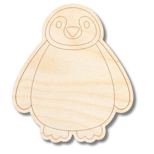 Unfinished Wood Etched Penguin Shape | Paint By Line Crafts | up to 30" DIY