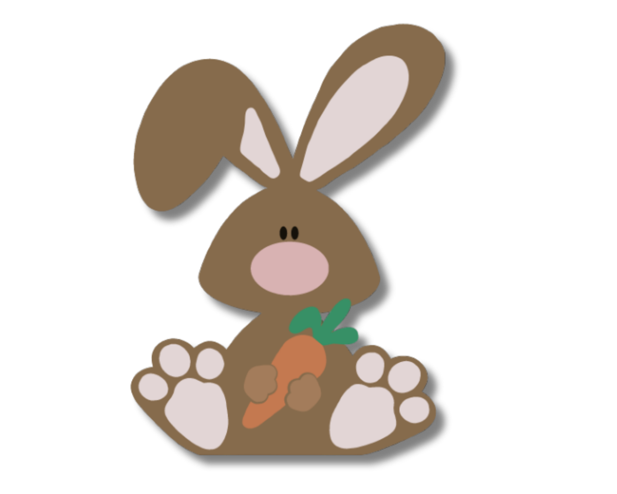 Unfinished Wood Layered and Etched Sitting Bunny Shelf Sitter | 7pc | 8" Tall | 1/2" & 1/4"  Wood | Wood Craft DIY