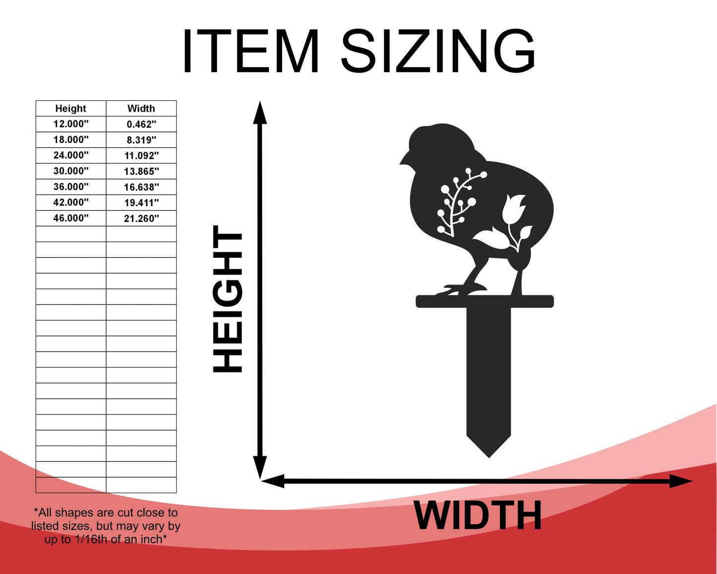 Metal Chicken Garden Stakes | 4 Piece Set | Outdoor | Up to 30" | Over 20 Color Options