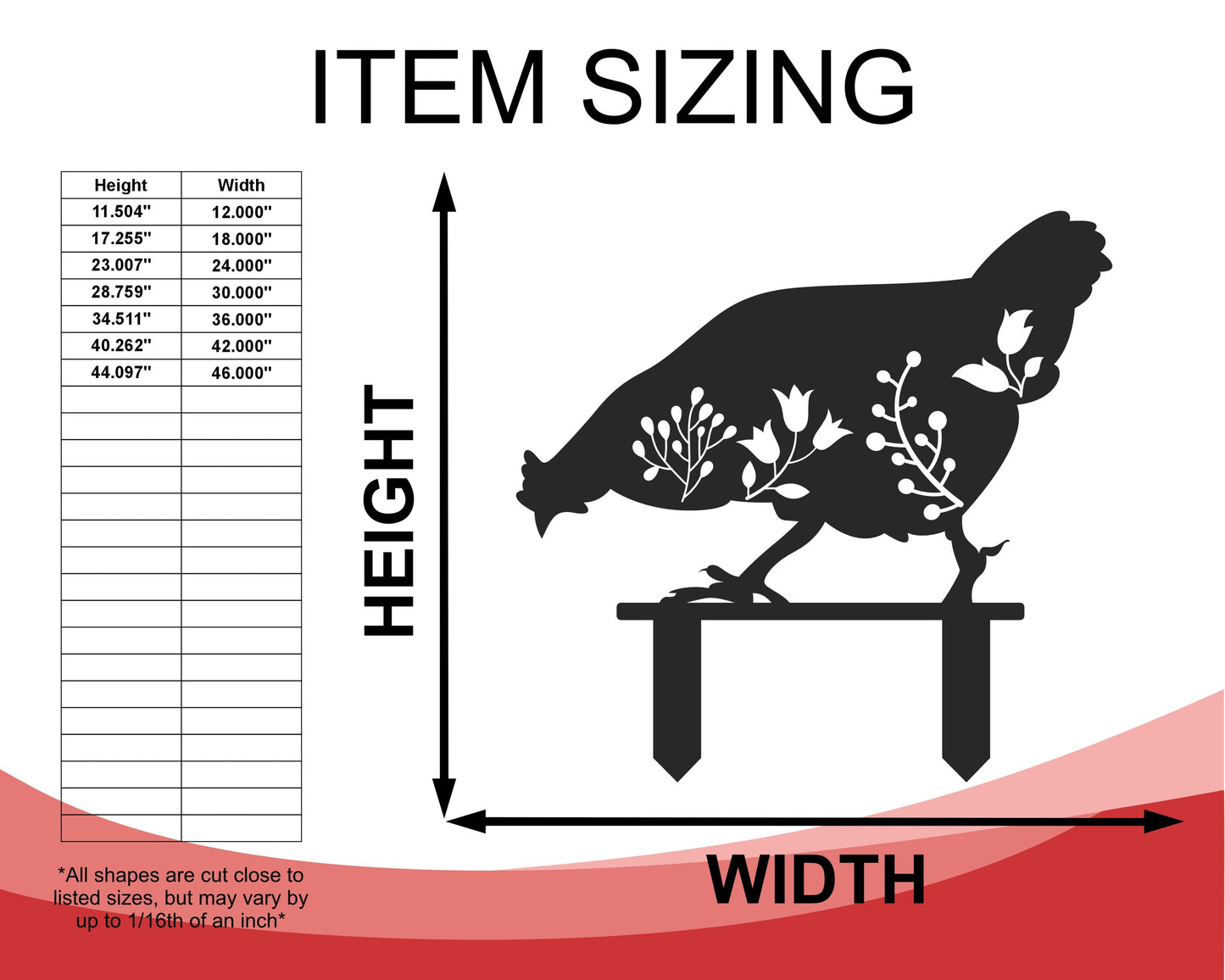 Metal Chicken Garden Stakes | 4 Piece Set | Outdoor | Up to 30" | Over 20 Color Options