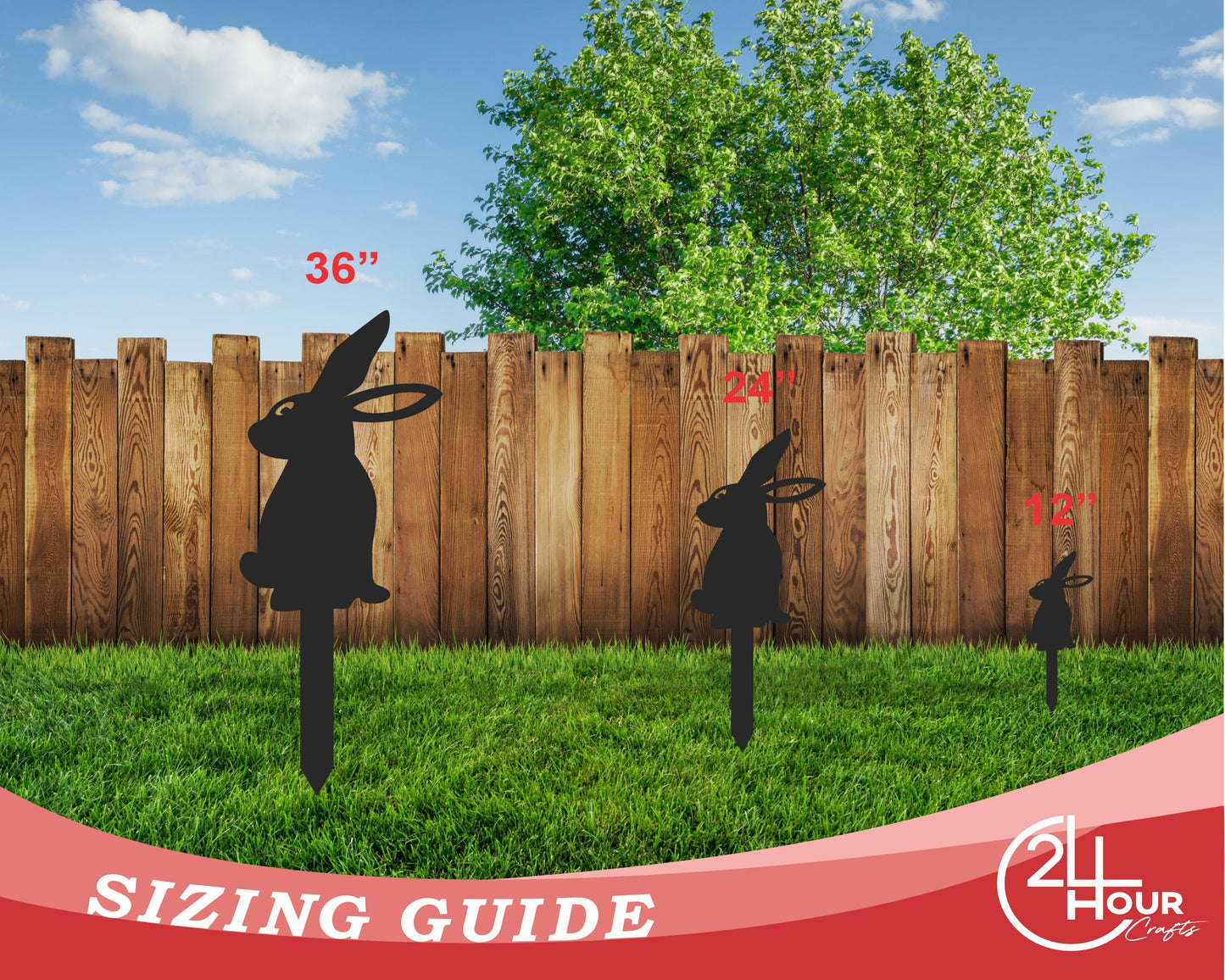 Metal Bunny Garden Stakes | Up to 24" | Over 20 Color Options