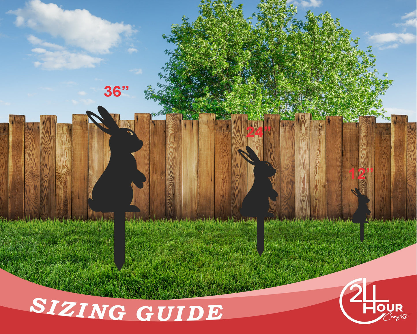 Metal Bunny Garden Stakes | Up to 24" | Over 20 Color Options