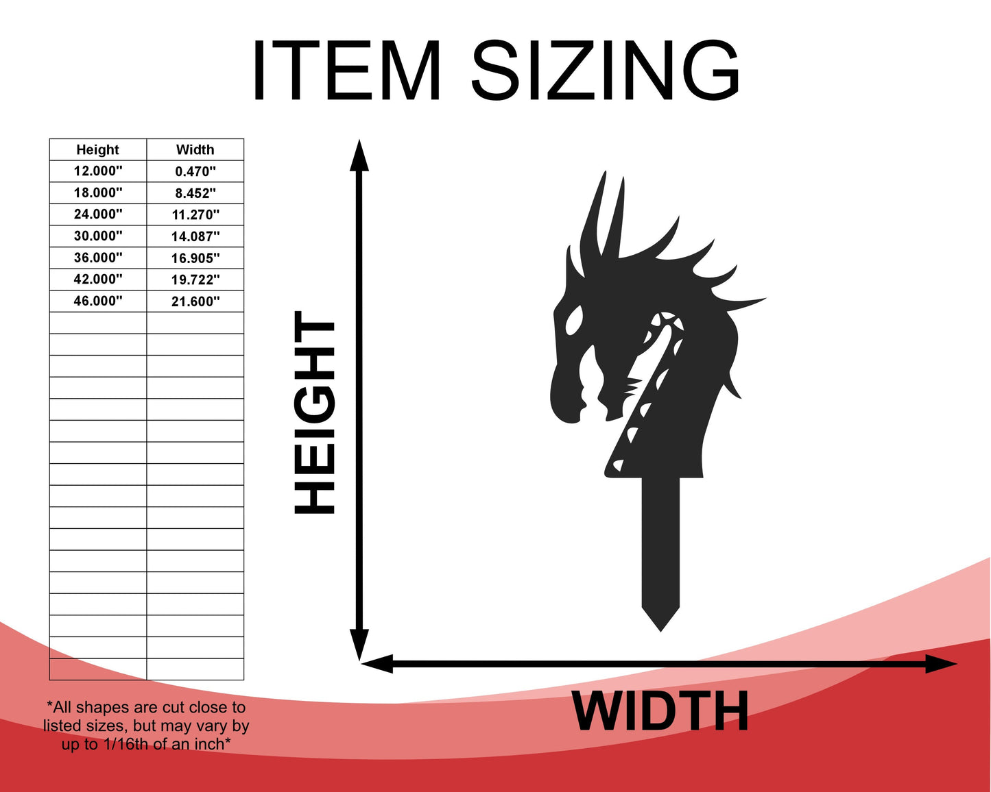 Metal Dragon Garden Stakes | Metal Garden Set | Outdoor | Up to 24" | Over 20 Color Options