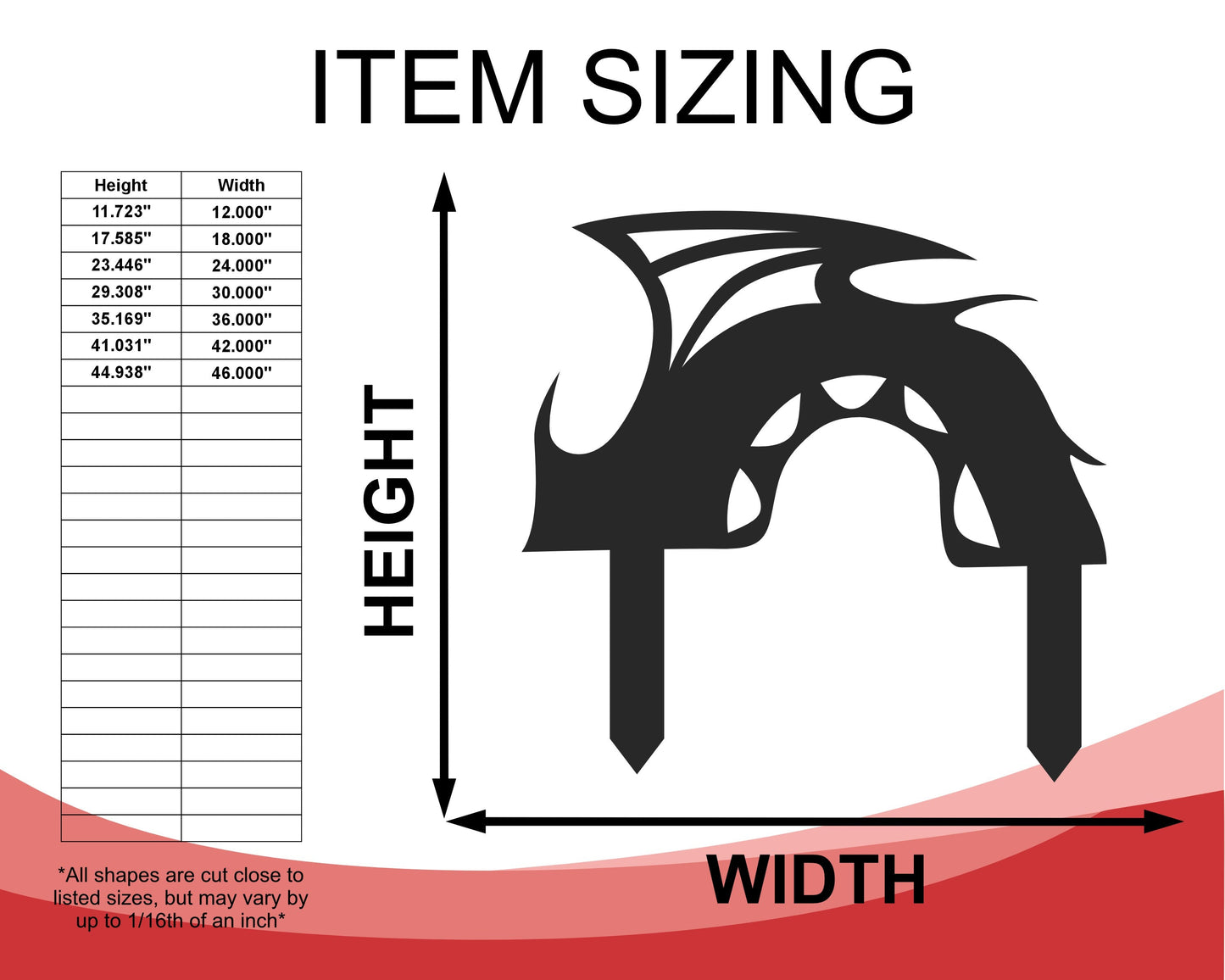 Metal Dragon Garden Stakes | Metal Garden Set | Outdoor | Up to 24" | Over 20 Color Options