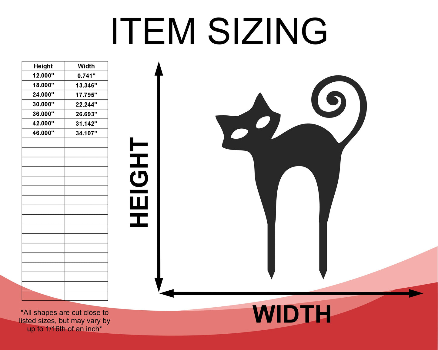 Metal Halloween Cat Garden Stakes | Set of 3 | Up to 46" | Over 20 Color Options