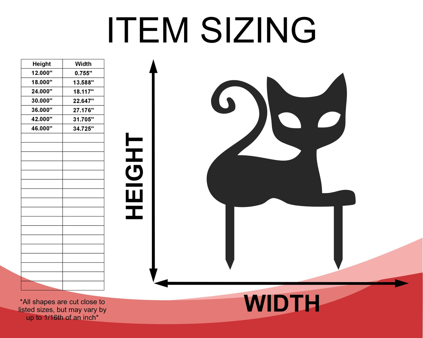 Metal Halloween Cat Garden Stakes | Set of 3 | Up to 46" | Over 20 Color Options