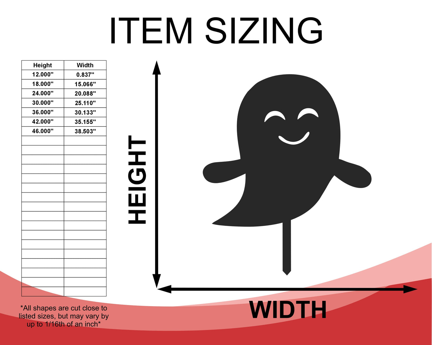 Metal Halloween Ghosts Garden Stakes | Set of 3 | Up to 46" | Over 20 Color Options