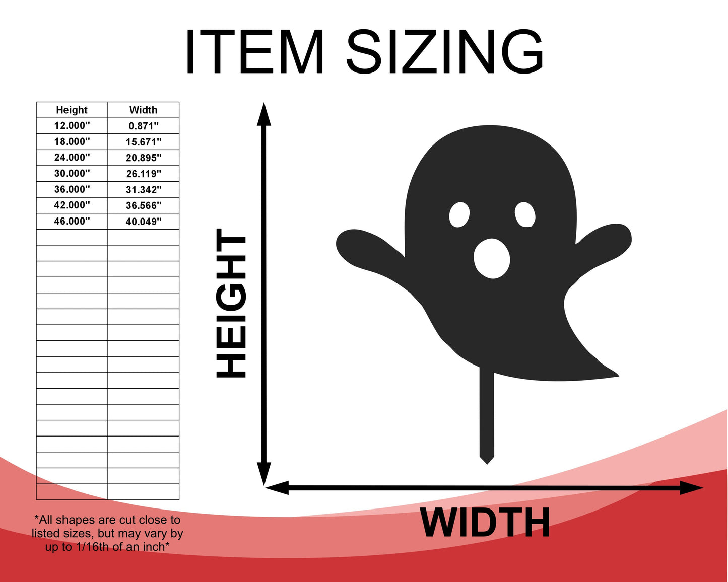 Metal Halloween Ghosts Garden Stakes | Set of 3 | Up to 46" | Over 20 Color Options