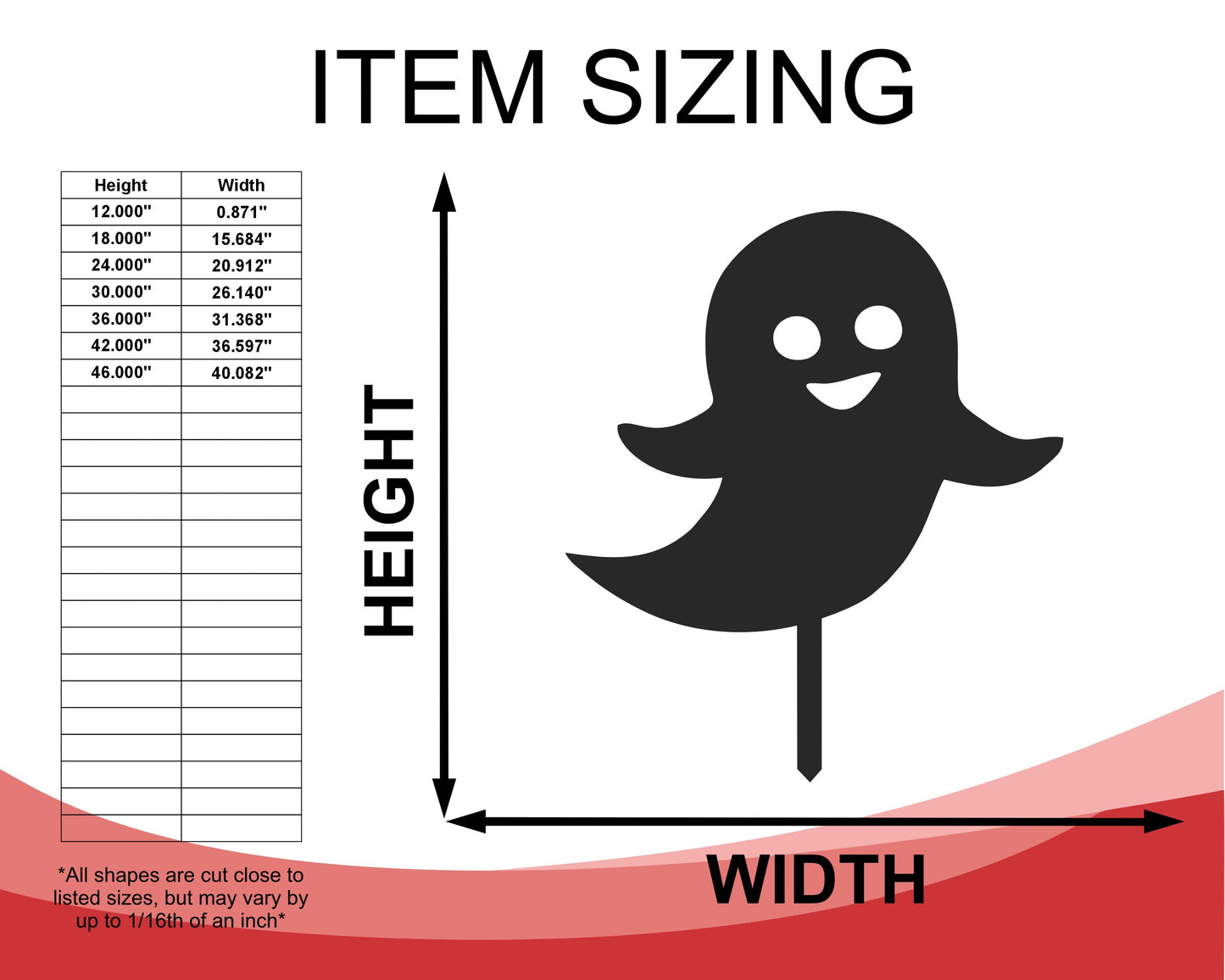 Metal Halloween Ghosts Garden Stakes | Set of 3 | Up to 46" | Over 20 Color Options