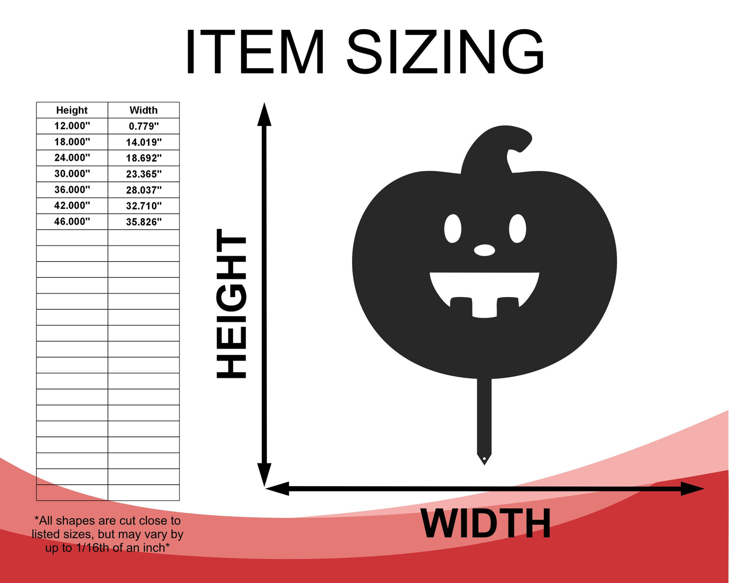 Metal Halloween Pumpkin Garden Stakes | Set of 3 | Up to 46" | Over 20 Color Options