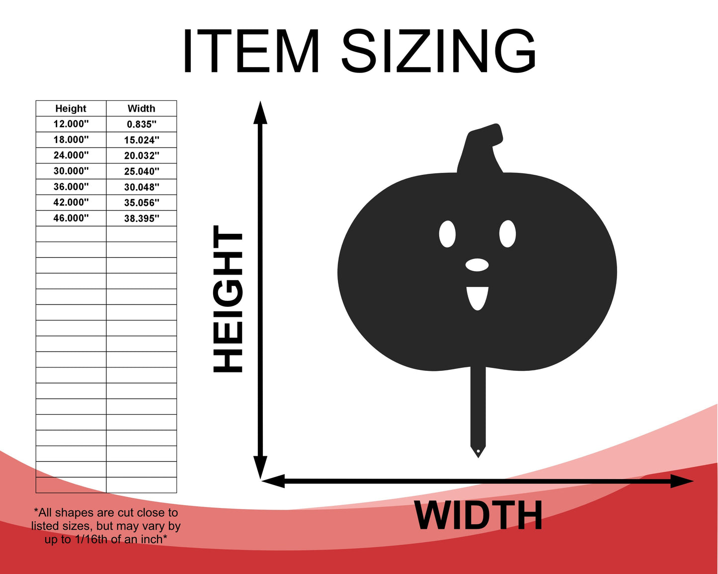 Metal Halloween Pumpkin Garden Stakes | Set of 3 | Up to 46" | Over 20 Color Options