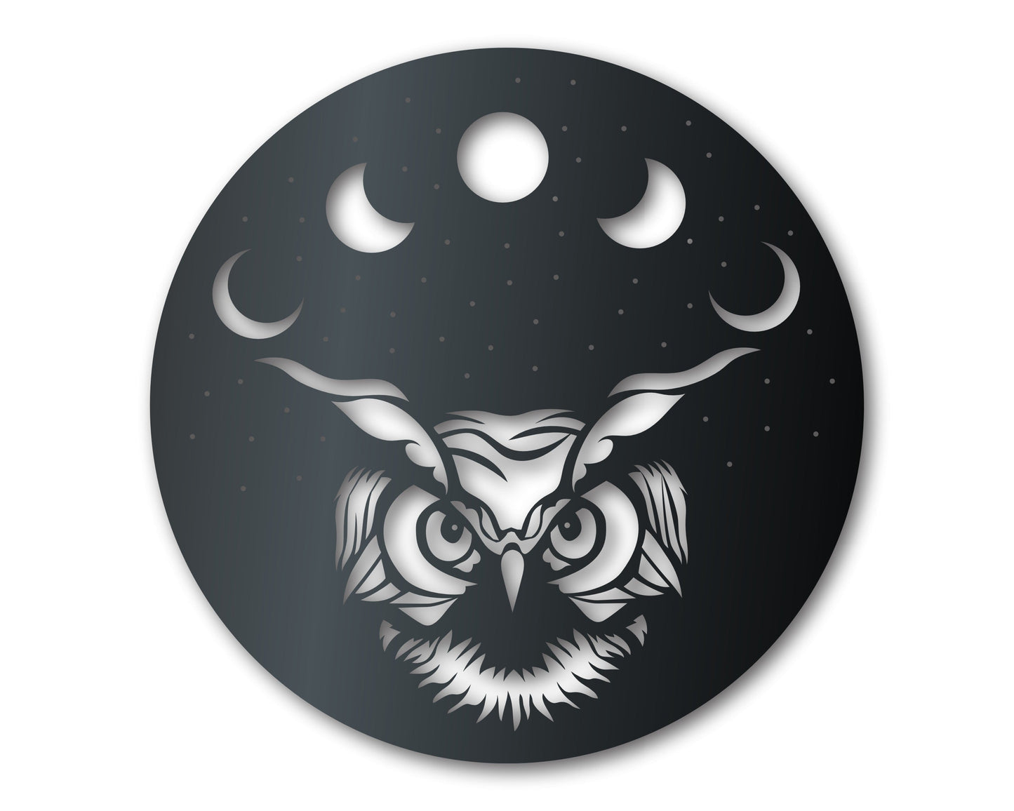 Metal Owl Moon Wall Art | Indoor Outdoor | Up to 36" | Over 20 Color Options