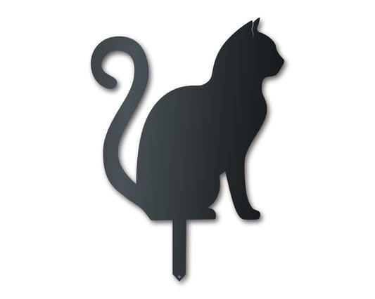 Metal Sitting Cat Garden Stake | Up to 24" | Over 20 Color Options