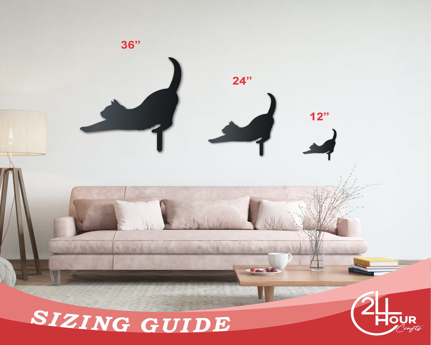 Metal Stretching Cat Garden Stake | Up to 24" | Over 20 Color Options