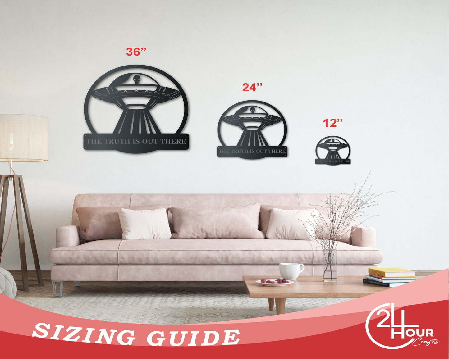 Custom Metal Alien Abduction UFO Wall Art | Halloween | Indoor Outdoor | Up to 36" | Over 20 Color Options