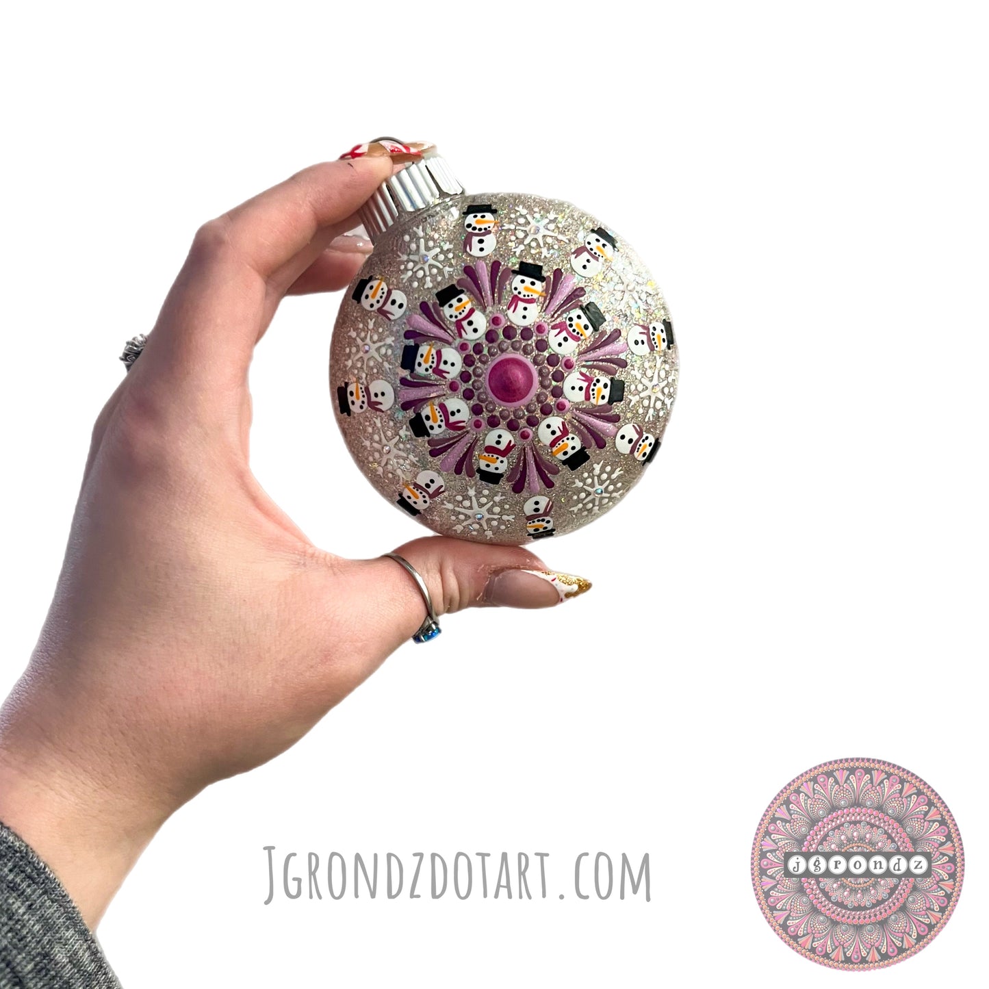 3” Snowman Mandala Glitter Ornament