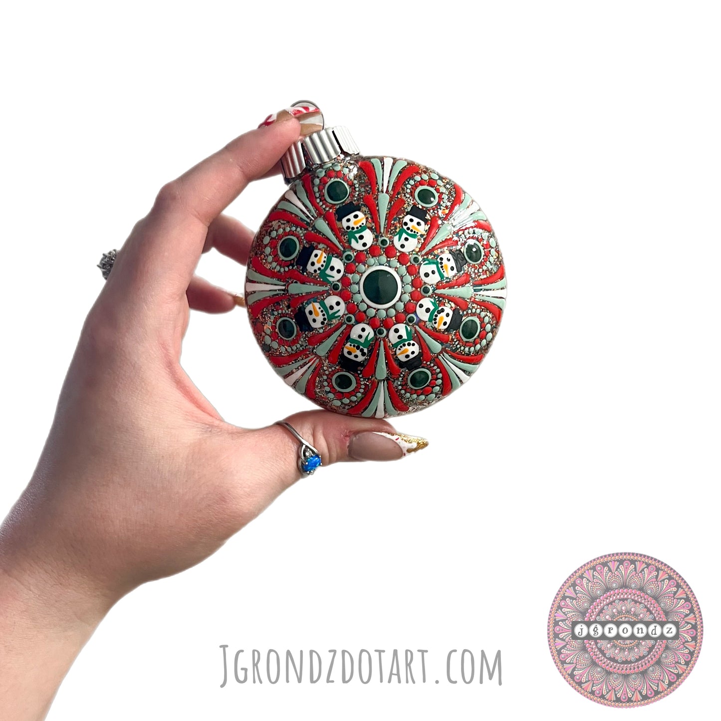 3” Snowman Mandala Glitter Ornament