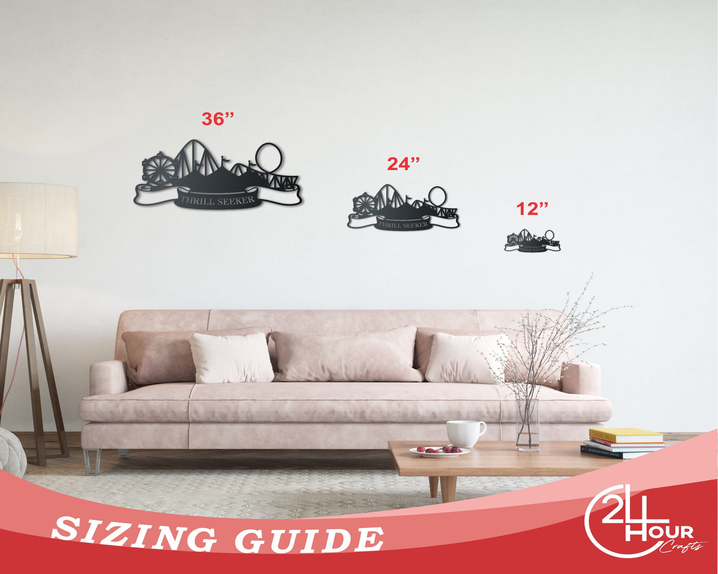 Custom Metal Amusement Park Wall Art | Indoor Outdoor | Up to 46" | Over 20 Color Options