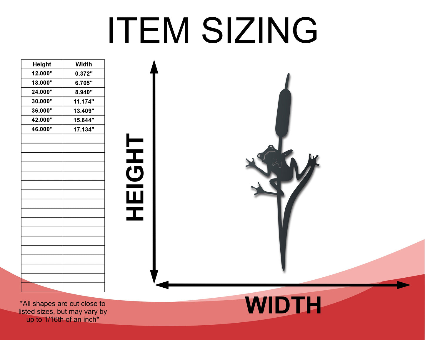 Metal Frog on Cat Tail Wall Art | Indoor Outdoor | Up to 46" | Over 20 Color Options