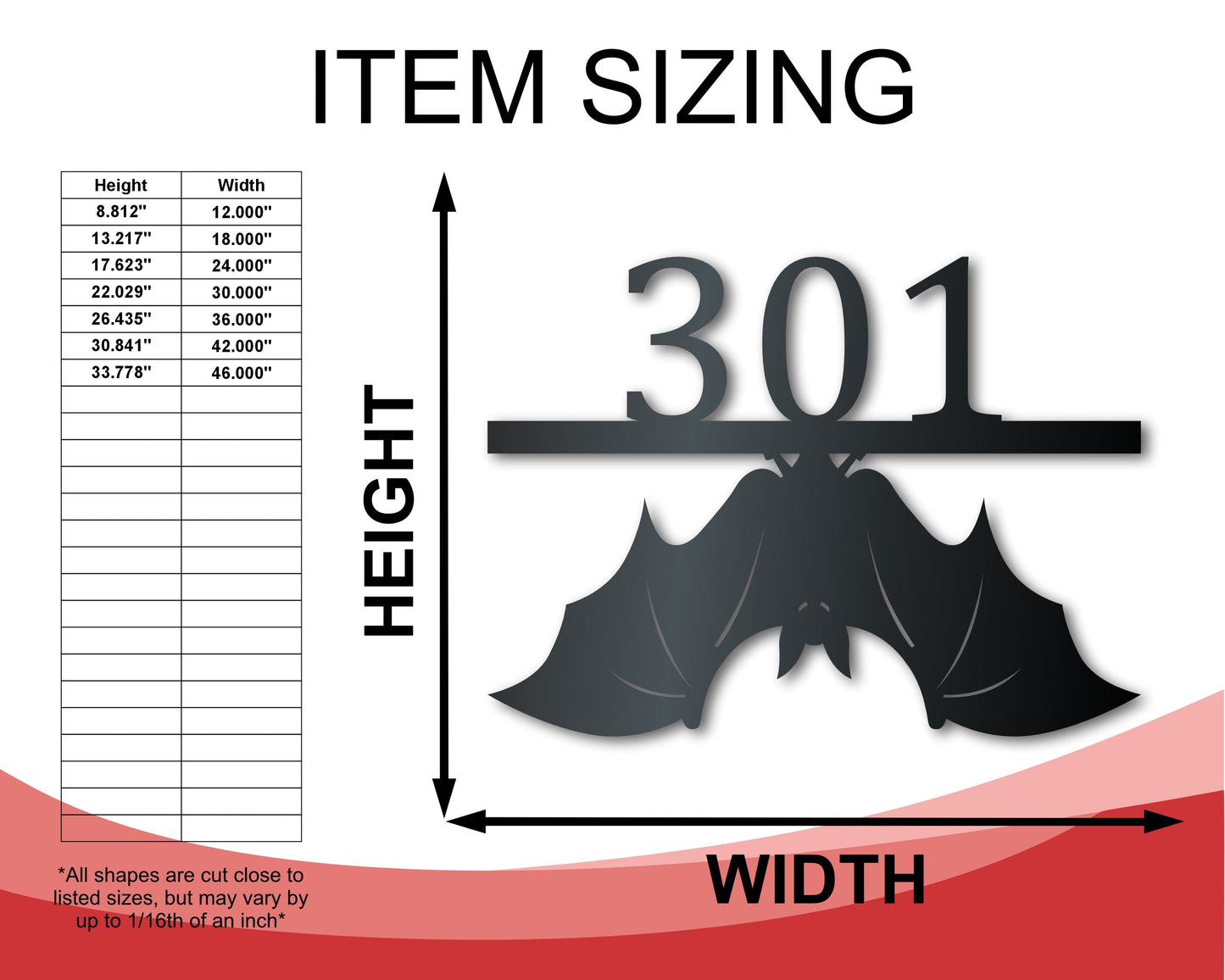 Custom Metal Hanging Bat Wall Art | Halloween | Indoor Outdoor | Up to 36" | Over 20 Color Options